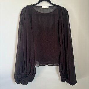 By Together Crepe Black Balloon Sleeve Top